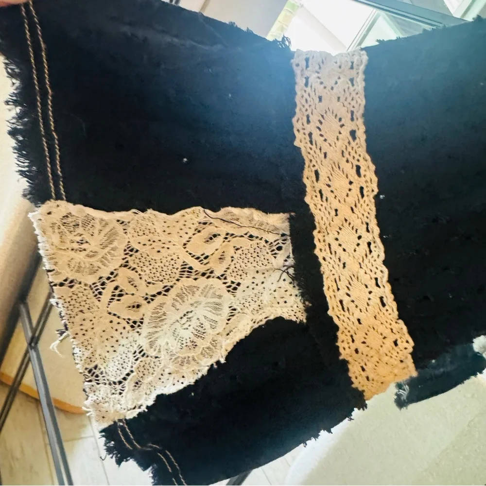 POL Black & Crème Duster Lace Patchwork Peace signs - Picture 4 of 5